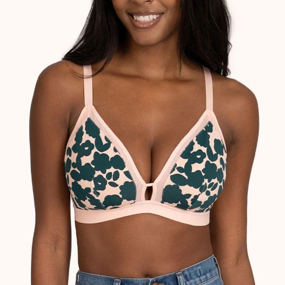 LIVELY Retro Blooms Busty Bralette - Pink and Green Medium NEW